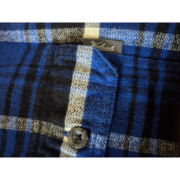 Men's Woolrich Blue Black Plaid Flannel Casual Button Down Shirt M - Picture 9 of 10